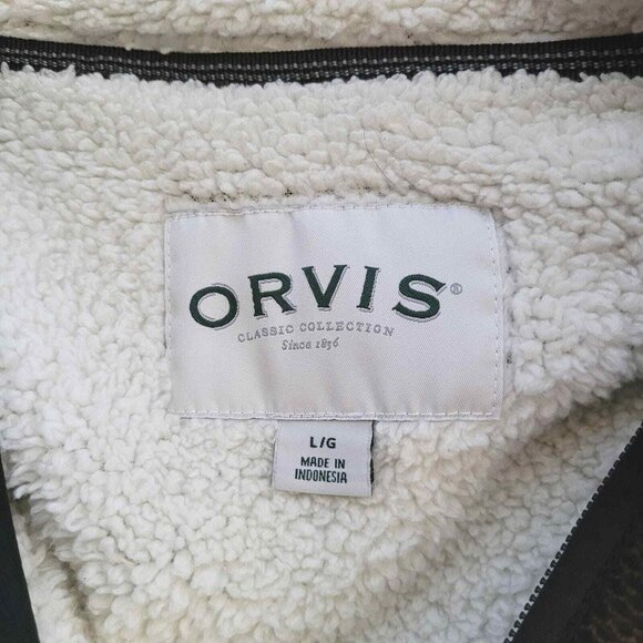 Orvis Sweater Mens Large Brown Sherpa Lined Quarter Zip Pullover Sweatshirt - Picture 5 of 7